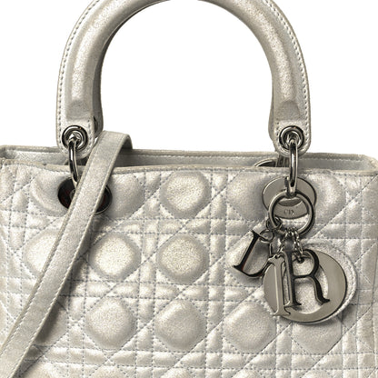 Christian Dior Metallic Nubuck Cannage Medium Lady Dior Silver 8 of 10