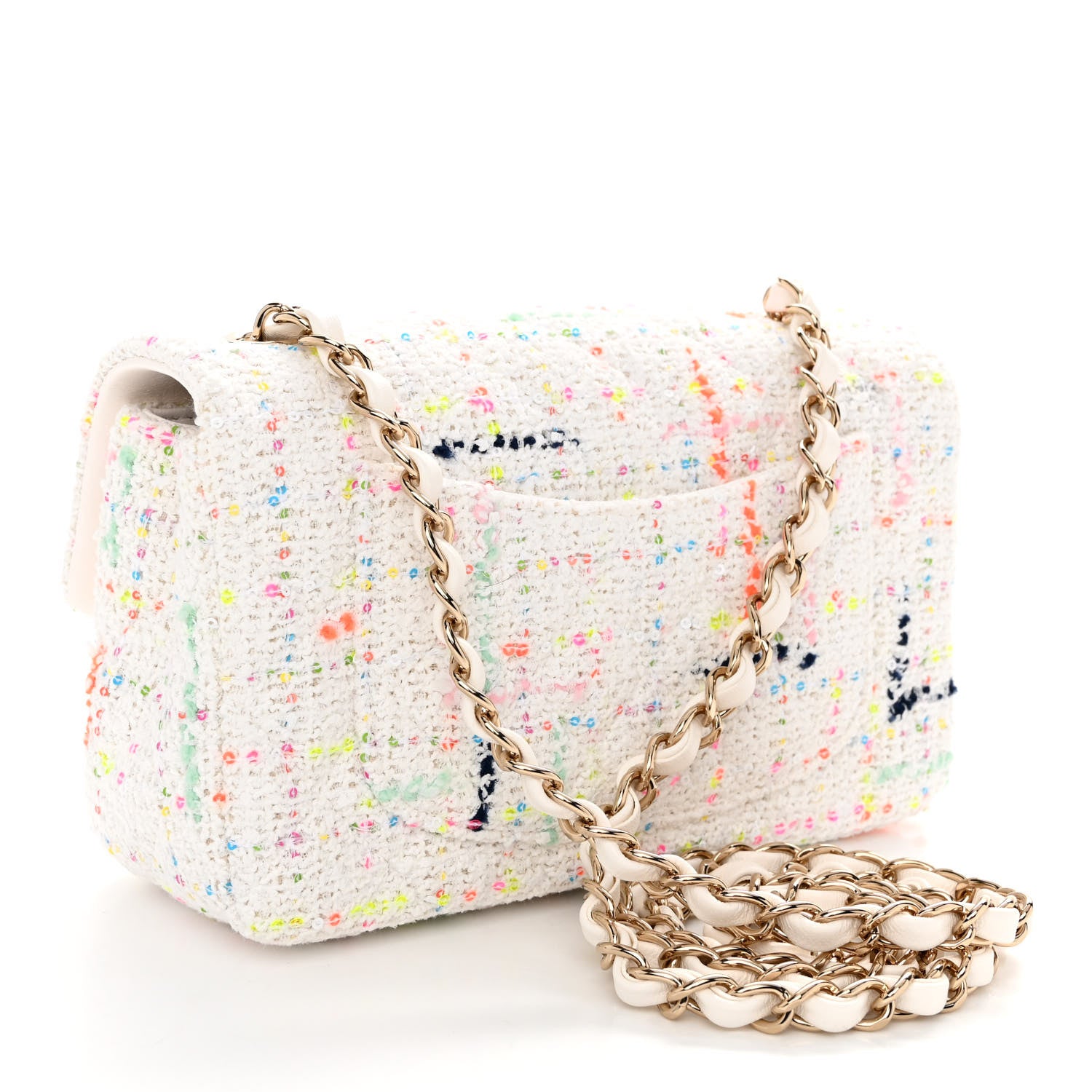 Chanel Tweed Mini Rectangular Flap White Multicolor 3 of 10