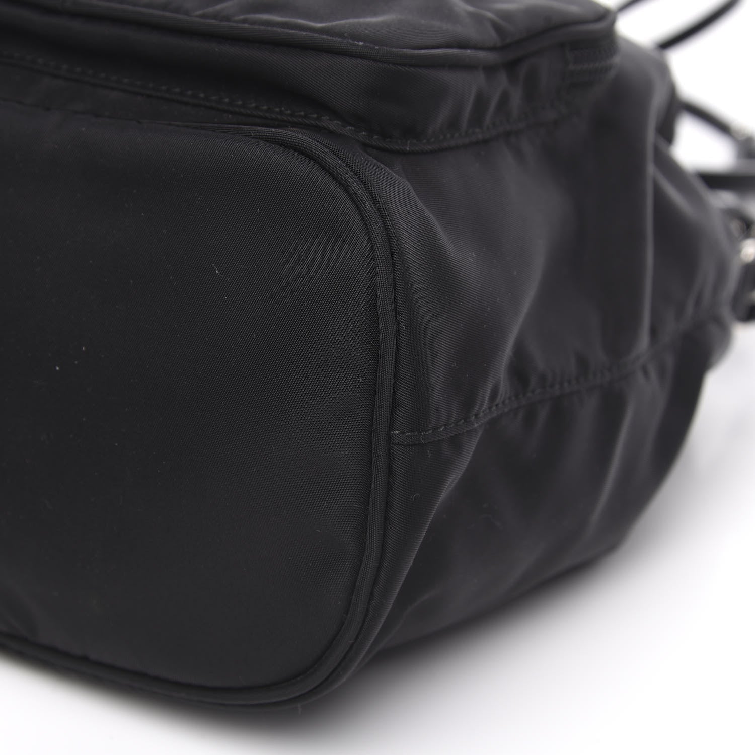 Prada Tessuto Nylon Studded New Vela Mini Bucket Crossbody Bag Black 9 of 9