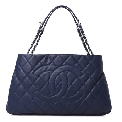 Chanel Caviar Quilted Expandable Zip Shoulder Bag Blue 2 of 18