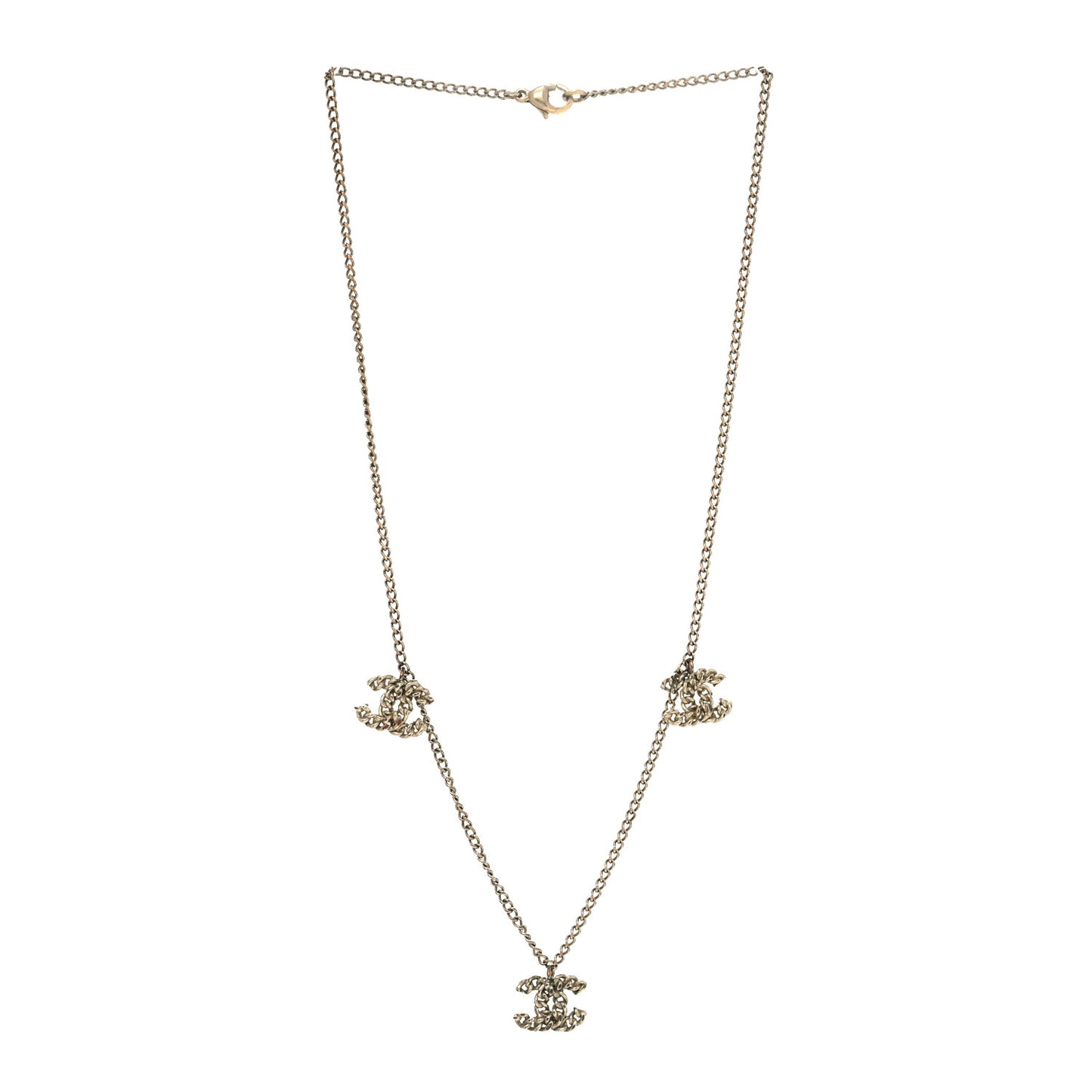 Metal CC Charm Necklace Gold