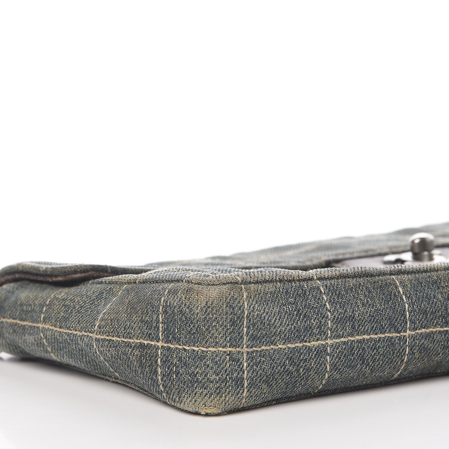 Chanel Denim Chocolate Bar Quilted East West Flap 11 of 15