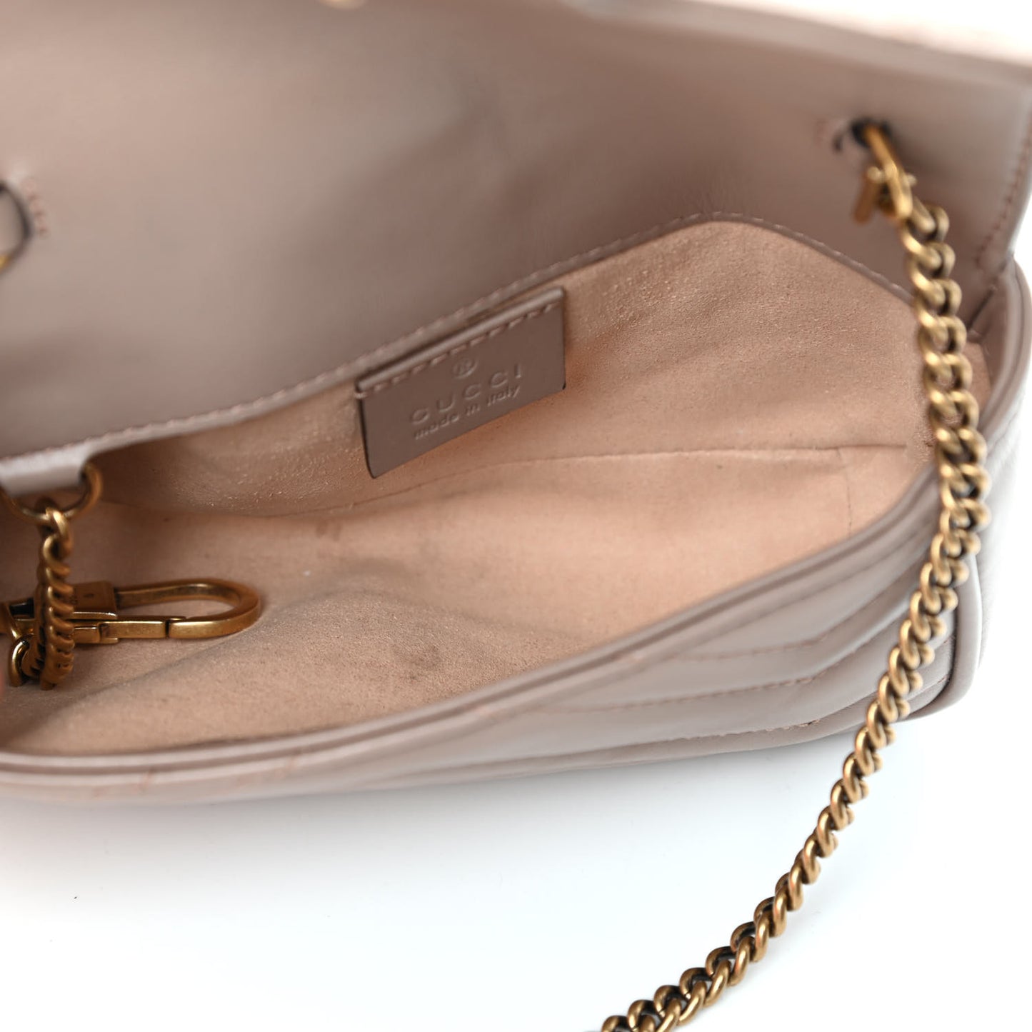Calfskin Matelasse Super Mini GG Marmont Shoulder Bag Porcelain Rose