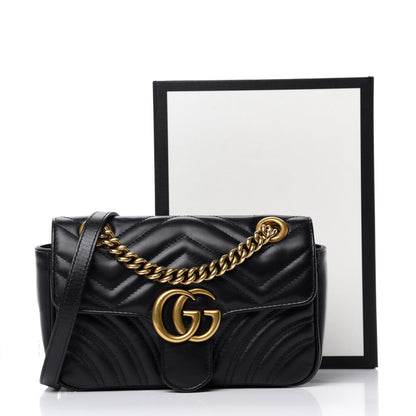 Gucci Calfskin Matelasse Mini GG Marmont Shoulder Bag Black 11 of 11