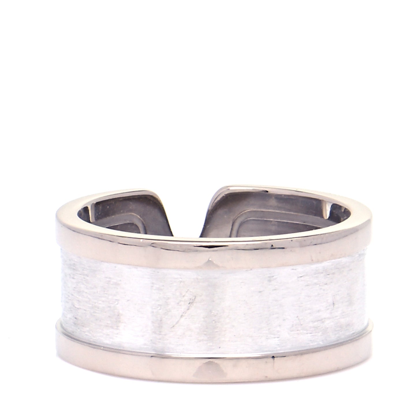 18K White Gold 10mm Logo De Cartier Ring 58 8.5