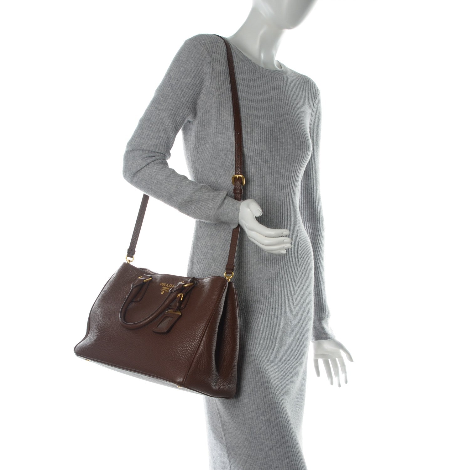 Prada Vitello Daino Tote Palissandro 2 of 9