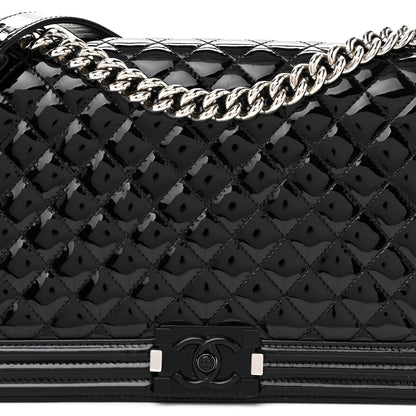 Chanel Patent Calfskin Quilted New Medium Plexiglass Boy Flap Black 8 of 11