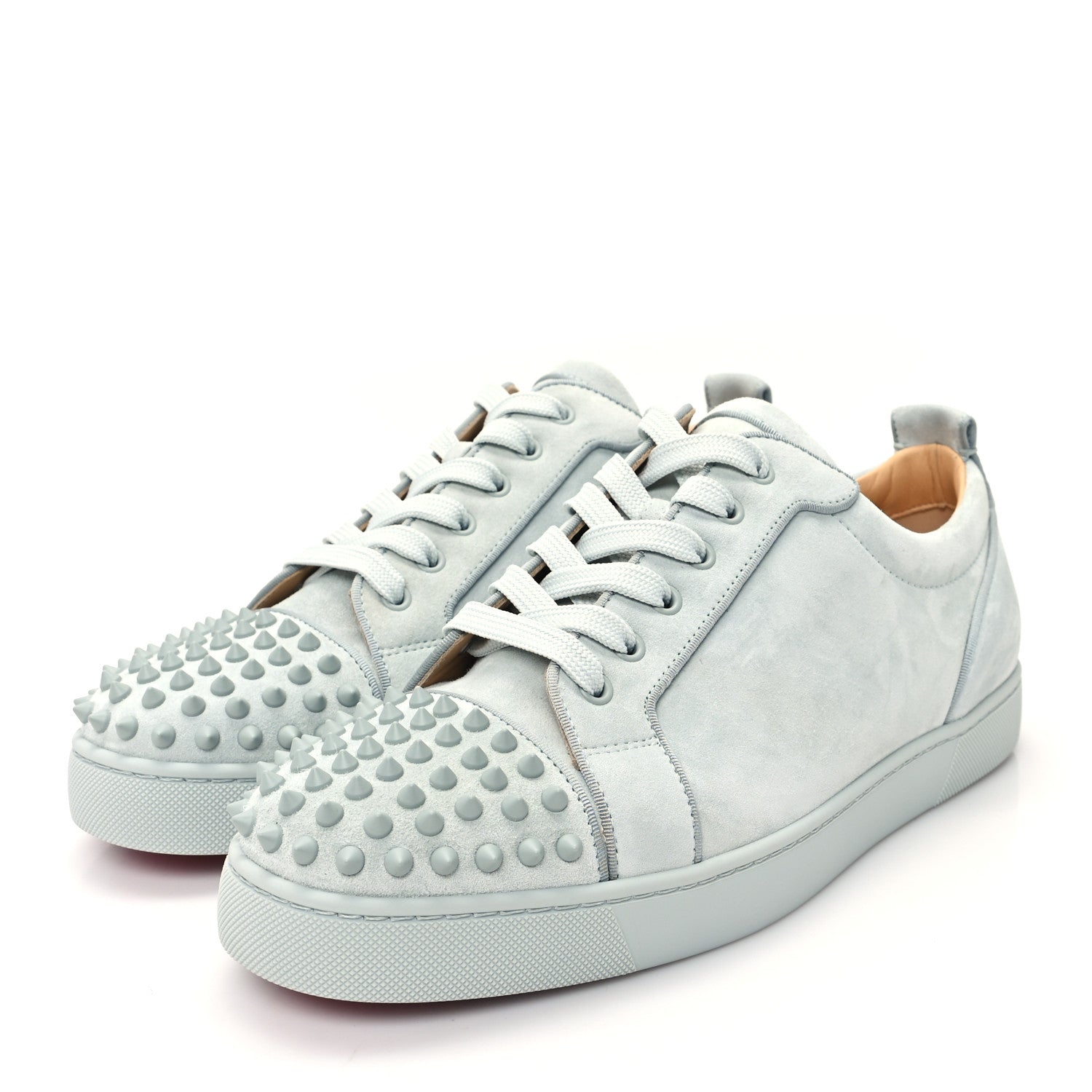 Christian Louboutin Veau Velours Mens Louis Junior Spikes Flat Sneakers 43.5 Ecume 4 of 8