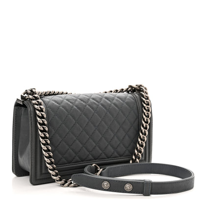 Chanel Calfskin Quilted Metal Embellished Paris Dallas Medium Boy Flap Grey 3 of 13