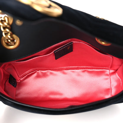 Gucci Velvet Matelasse Mini GG Marmont Shoulder Bag Black 5 of 9