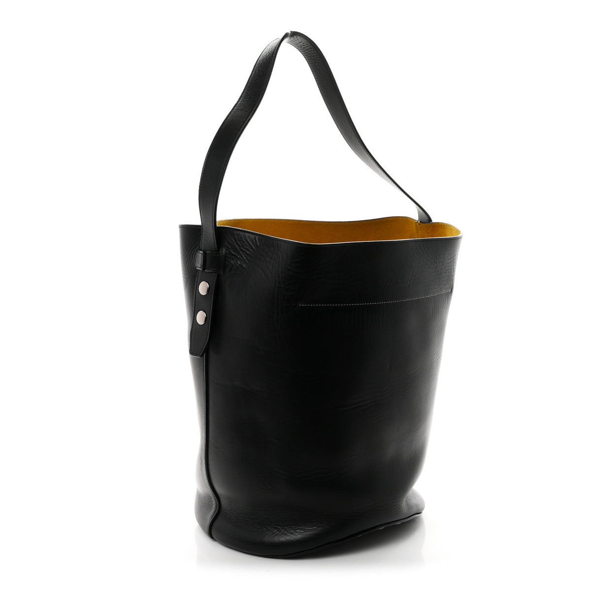 Natural Calfskin Biker Bucket Shoulder Bag Black Sunflower