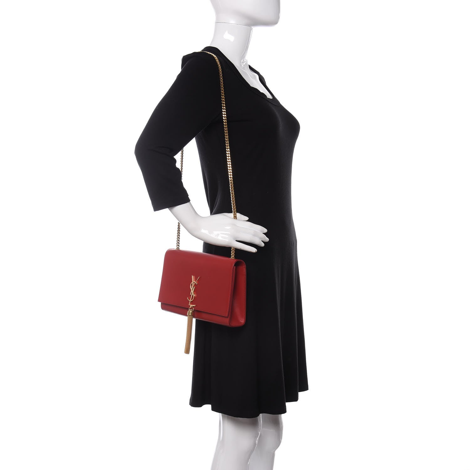 Saint Laurent Smooth Calfskin Medium Classic Monogram Kate Tassel Satchel New Lipstick 2 of 12