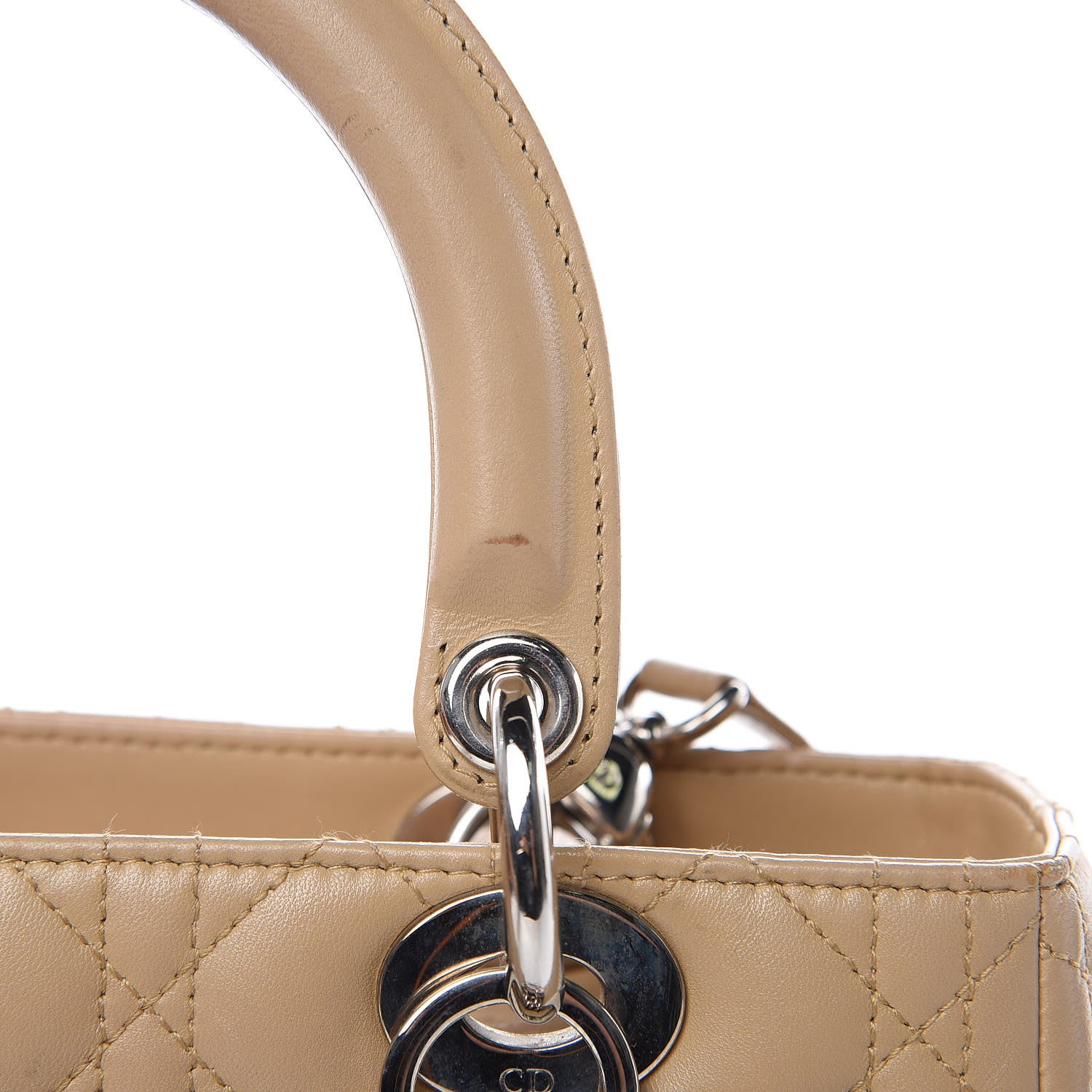 Christian Dior Lambskin Cannage Medium Lady Dior Beige 14 of 19