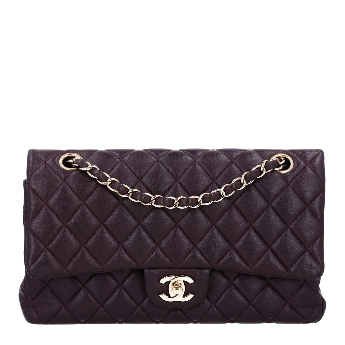 Chanel Lambskin Quilted Medium Double Flap Dark Purple 1 of 9