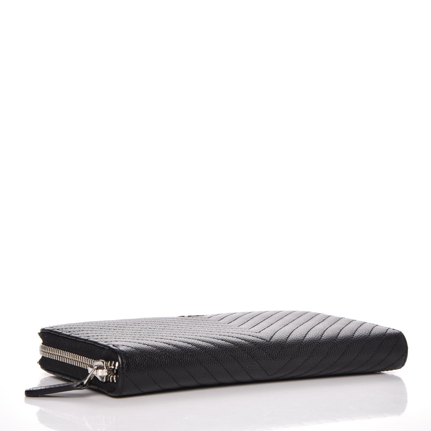 Chanel Caviar Chevron Quilted Large Gusset Zip Around Wallet Black 4 of 9