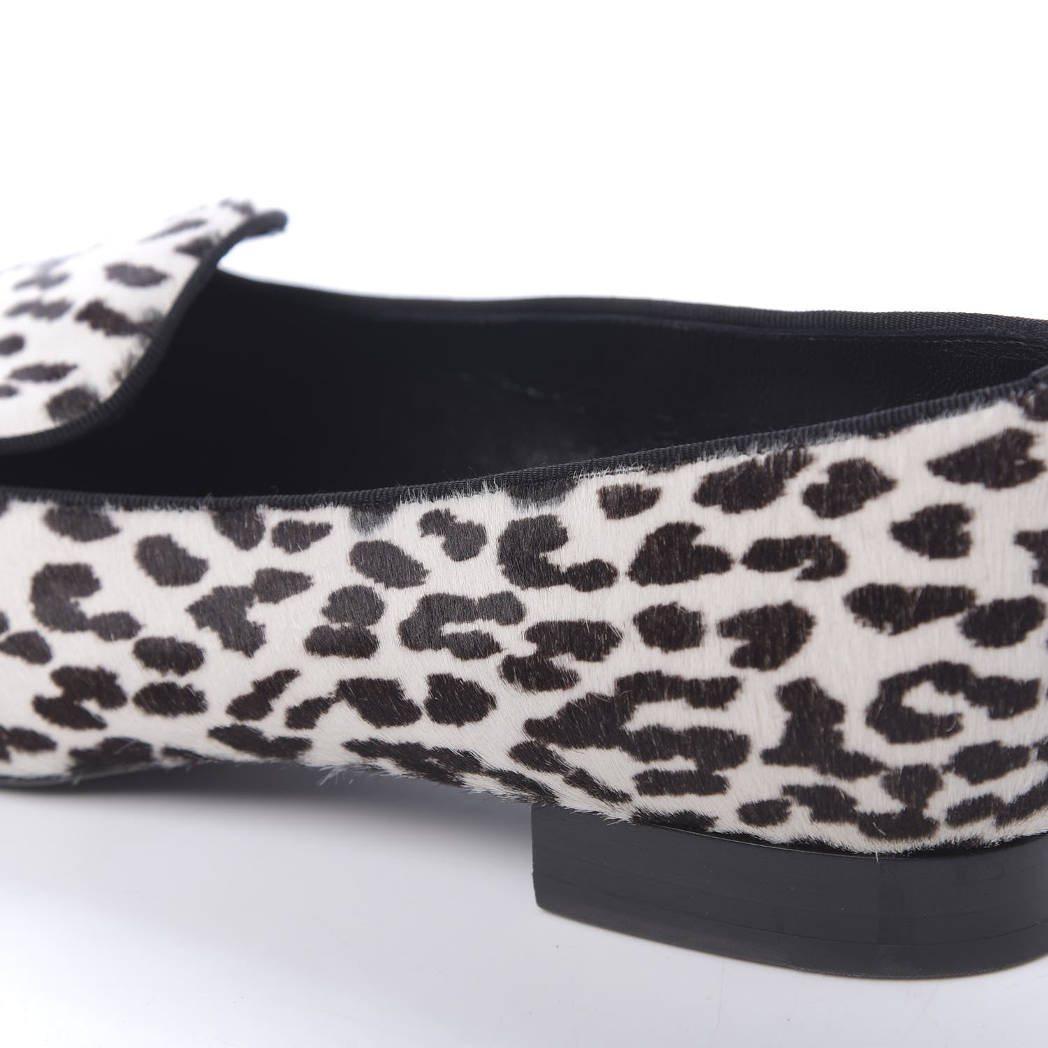 Saint Laurent Calfskin Calf Hair Corda Snow Leopard Slipper 37 Black White 12 of 12