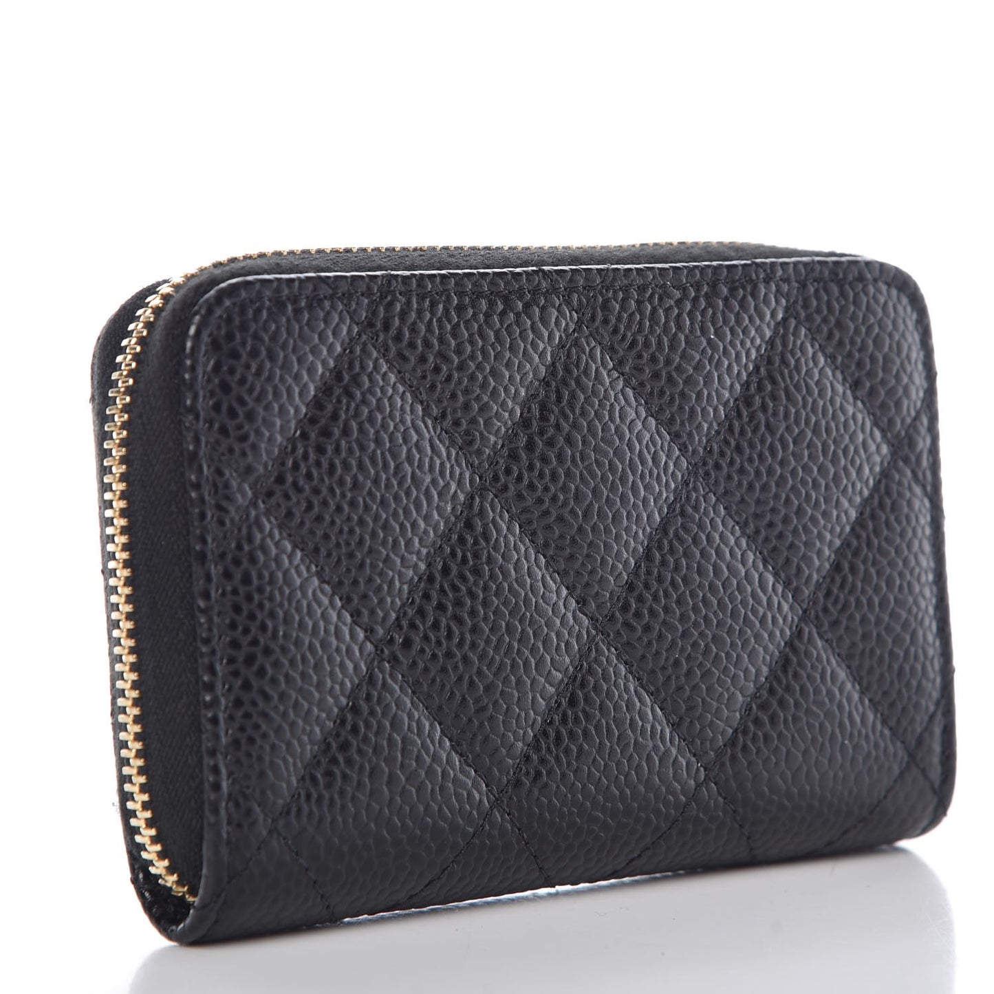 Caviar Quilted Zip Coin Purse Black