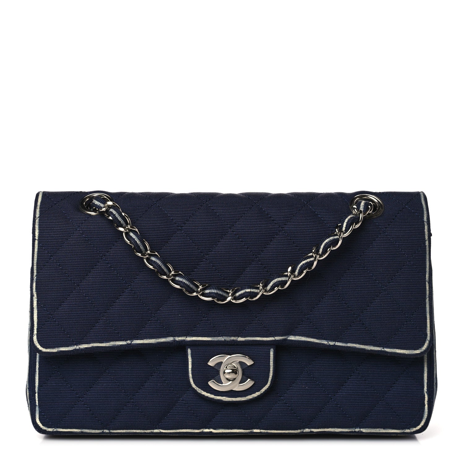 Chanel Grosgrain Quilted Medium Double Flap Navy 1 of 9