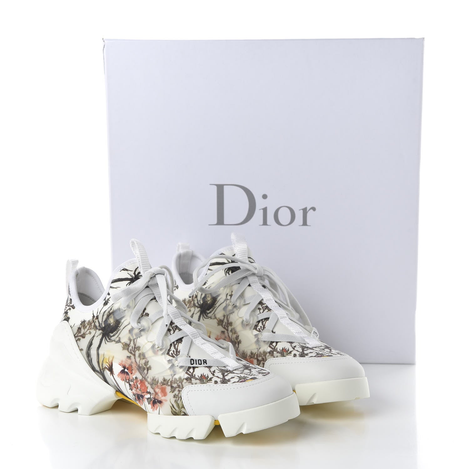 Christian Dior Neoprene Rubber Champetre Print Womens D-Connect Sneakers 37 White Multicolor 9 of 9