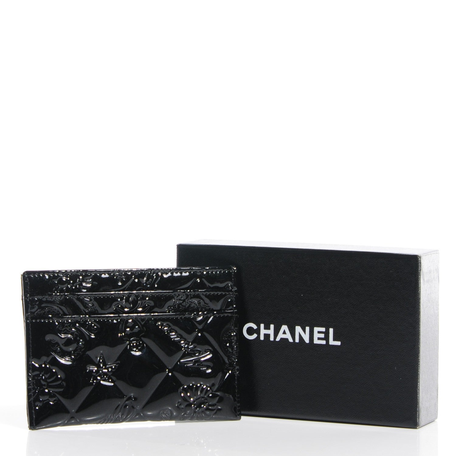 Chanel Patent Calfskin Lucky Symbols Card Holder Case Black 9 of 9