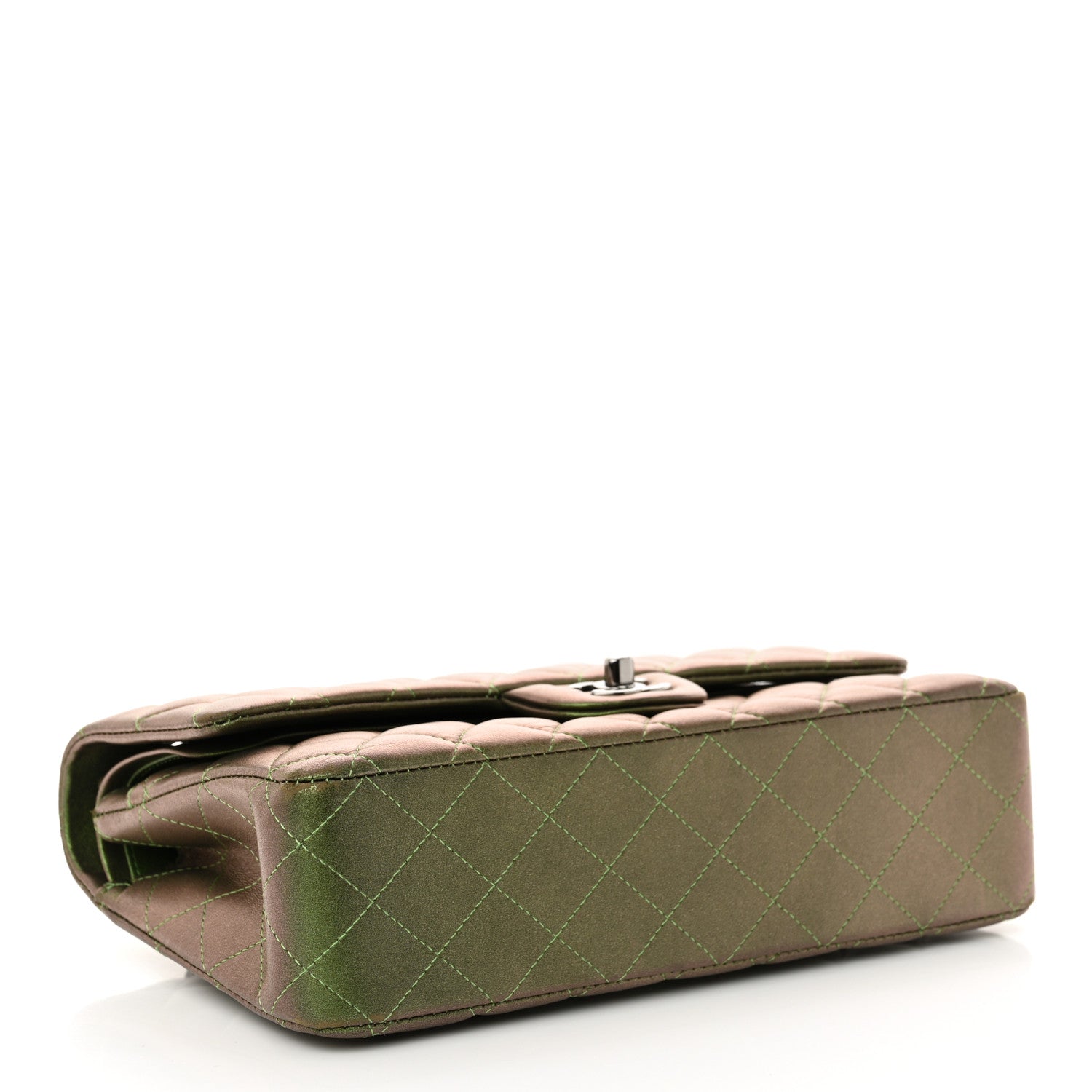 Chanel Iridescent Lambskin Quilted Medium Double Flap Green 4 of 13