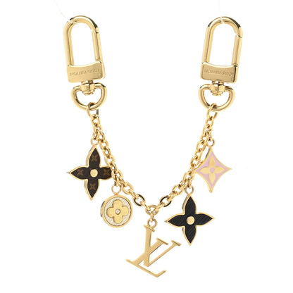 Louis Vuitton Brass Enamel Fleur De Monogram Bag Charm Chain Gold 1 of 4