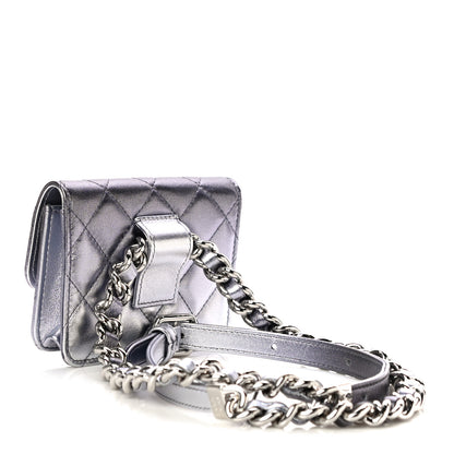 Chanel Gradient Metallic Lambskin Quilted Flap Chain Belt Bag Silver Purple 3 of 11