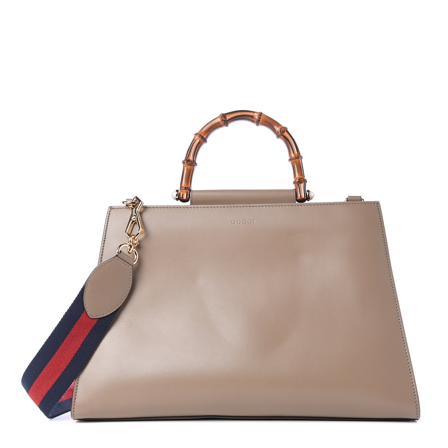 Nappa Bamboo Web Medium Nymphaea Top Handle Bag Brown