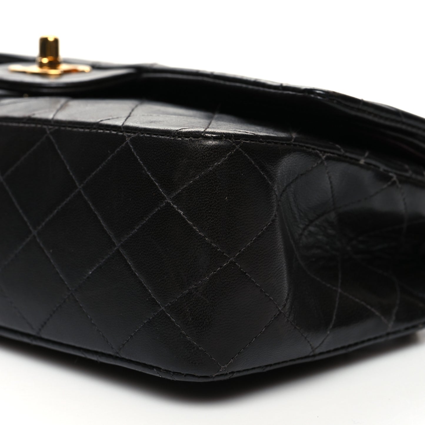 Lambskin Quilted Medium Double Flap Black