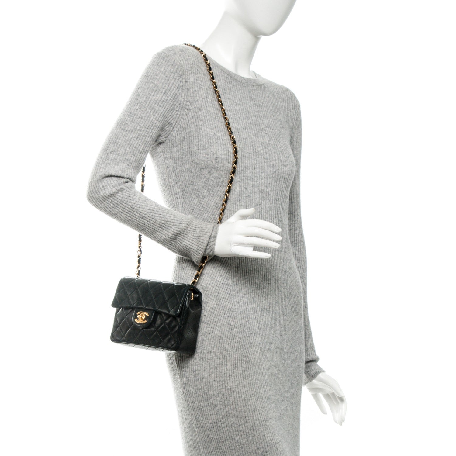 Chanel Lambskin Quilted Mini Square Flap Black 2 of 7