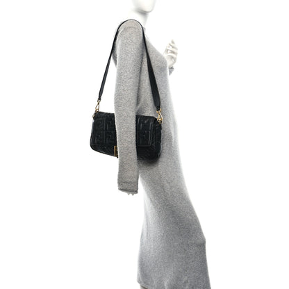 Fendi Nappa FF 1974 Embossed Large Baguette Black 2 of 10