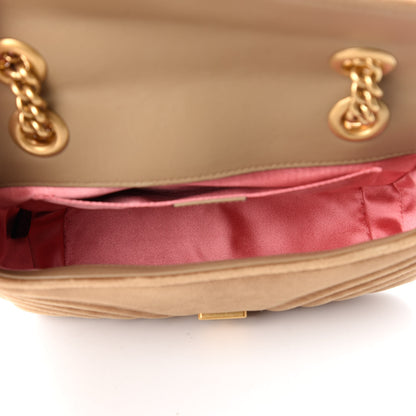 Gucci Velvet Matelasse Mini GG Marmont Shoulder Bag Taupe 5 of 10