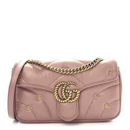 Gucci Nappa Matelasse Double G Studs Small Torchon GG Marmont Shoulder Bag Dusty Carmine Rose 1 of 11