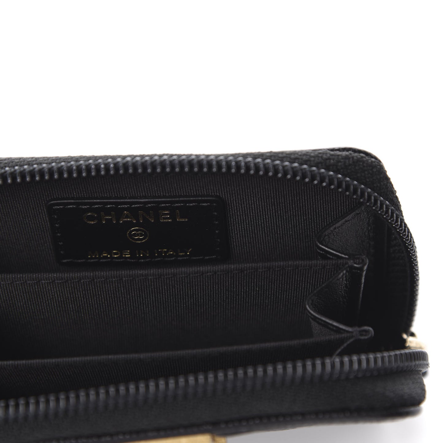 Caviar Quilted Boy Zip Around Coin Purse Wallet Black