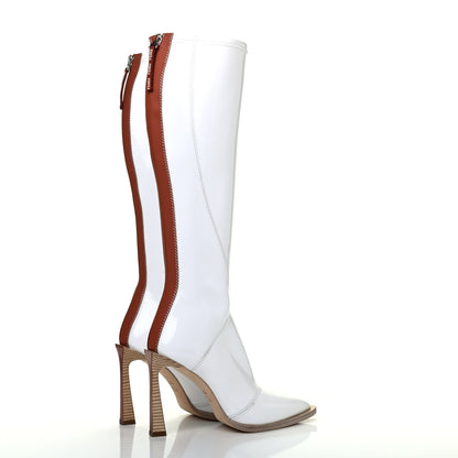 Fendi Glossy Neoprene FFrame Boots 36 White 4 of 11