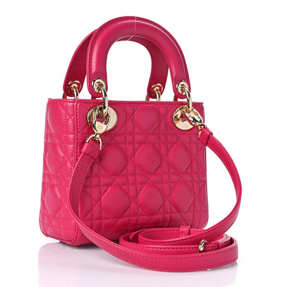 Christian Dior Lambskin Cannage Mini Lady Dior Fuchsia 3 of 8