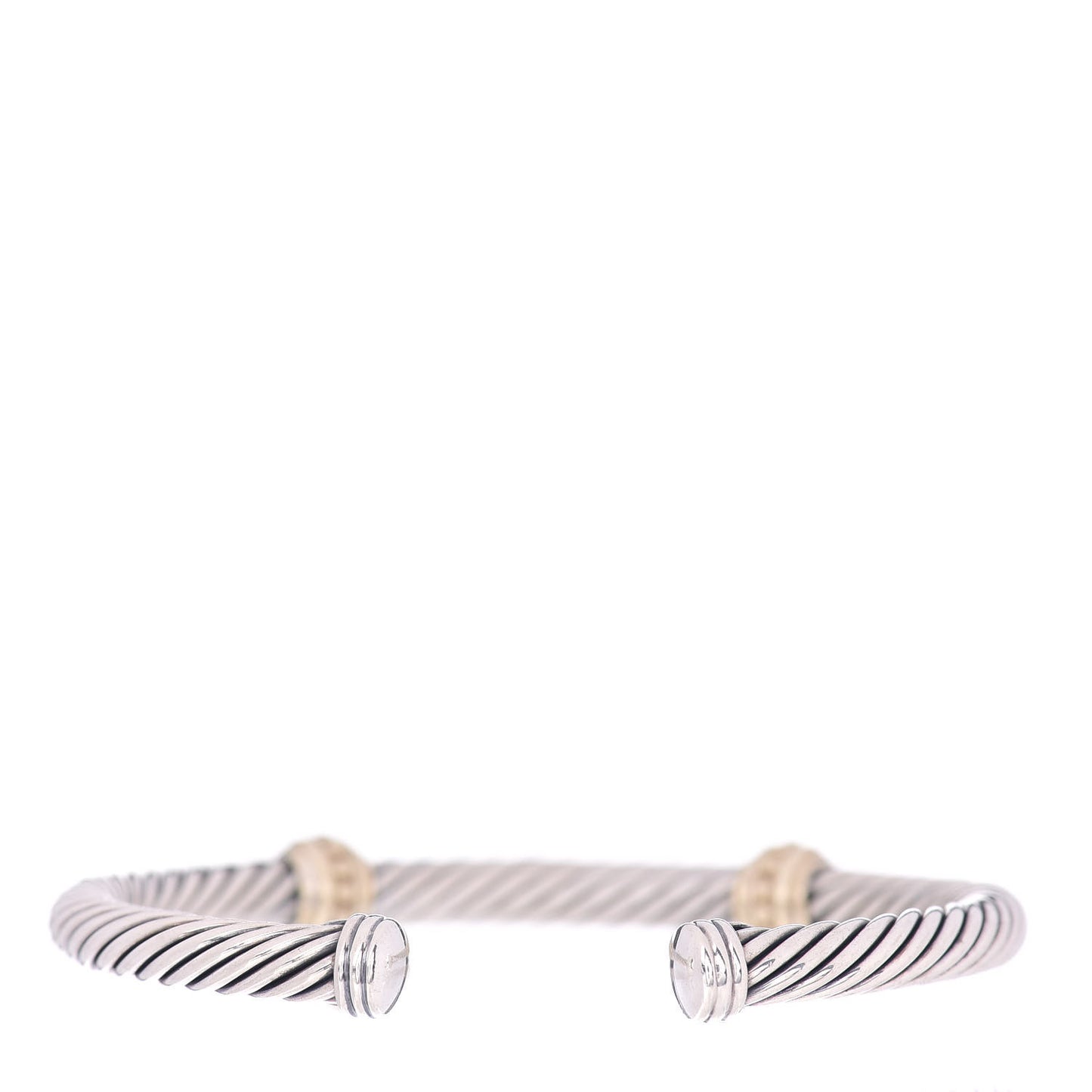 Sterling Silver 14K Yellow Gold 5mm Cable Classics Two Station Bracelet