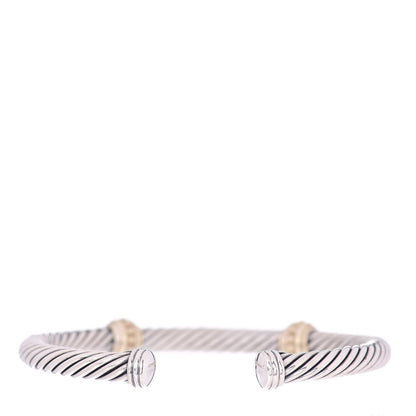 David Yurman Sterling Silver 14K Yellow Gold 5mm Cable Classics Two Station Bracelet 3 of 5