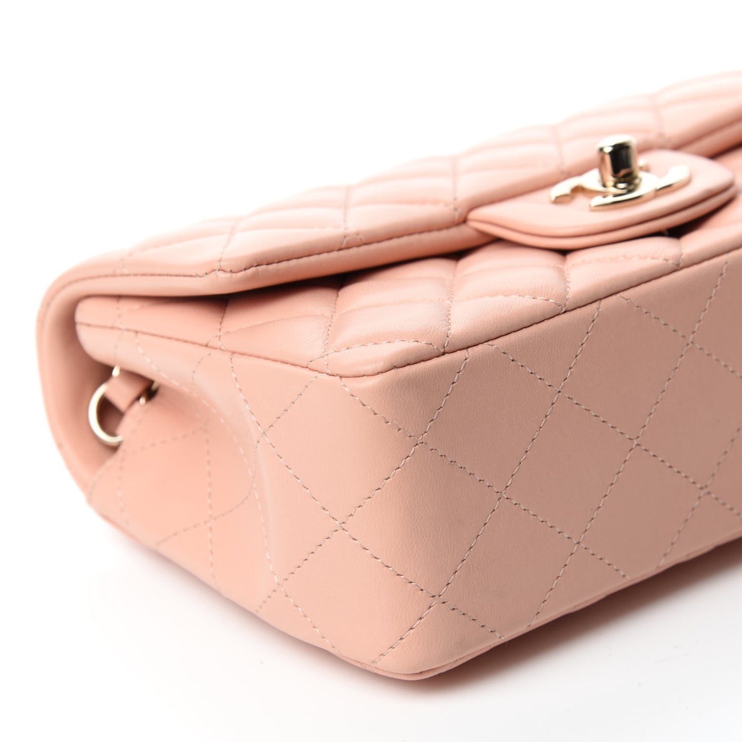 Lambskin Quilted Mini Rectangular Flap Light Pink