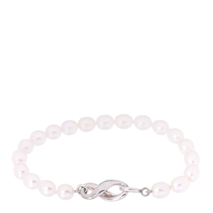 Tiffany Sterling Silver Pearl Figure 8 Bracelet 1 of 4