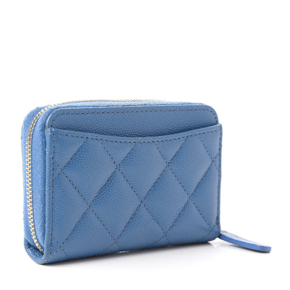 Chanel Caviar Quilted Zip Coin Purse Blue 3 of 11
