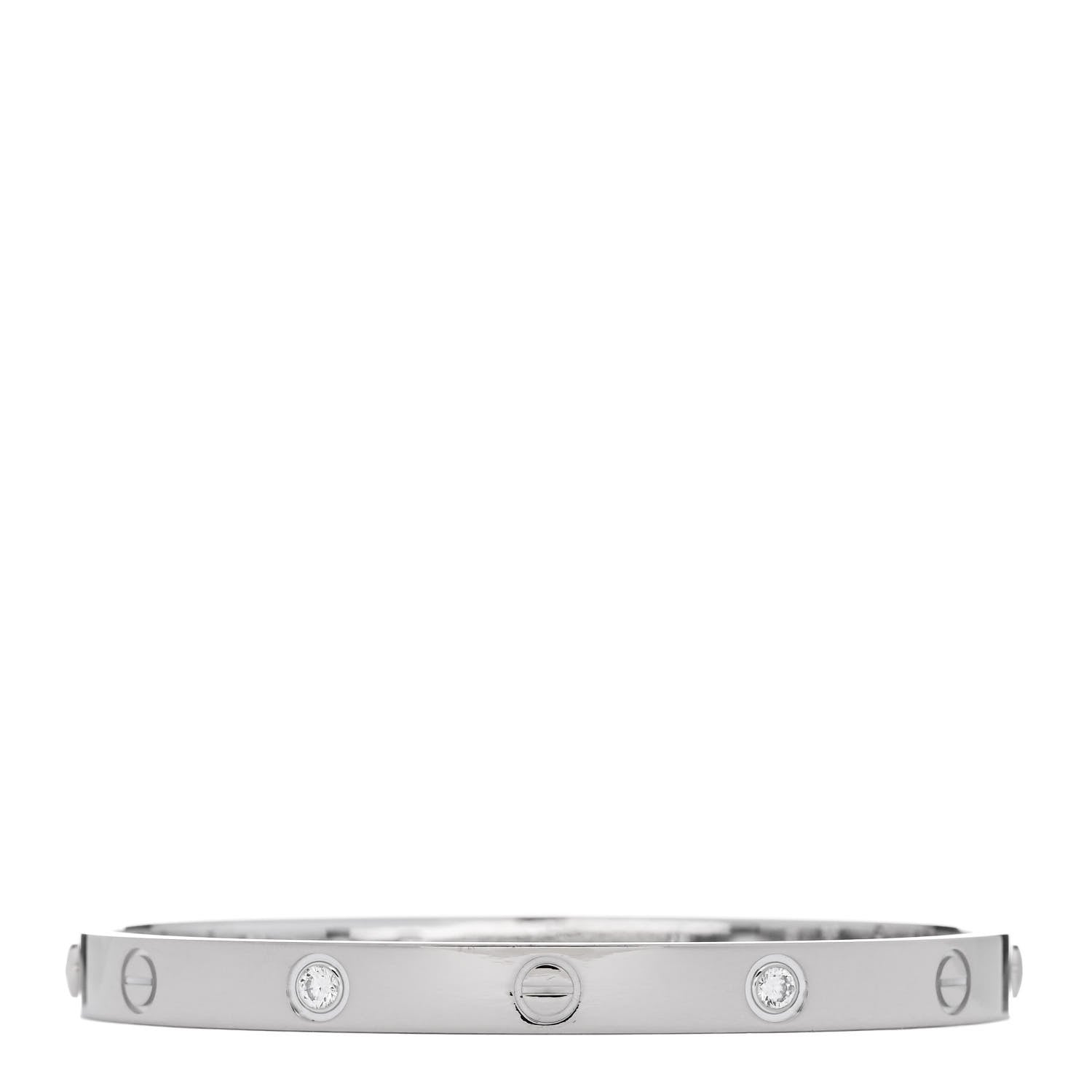 Cartier 18K White Gold 4 Diamond Love Bracelet 18 1 of 9