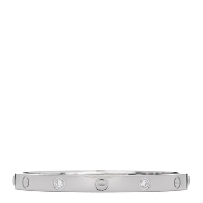 Cartier 18K White Gold 4 Diamond Love Bracelet 18 1 of 9