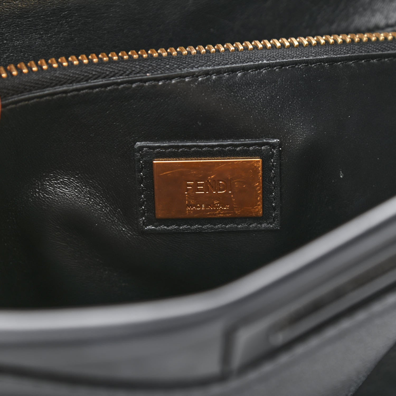 Fendi Vitello Seta Shiny Nappa Large Peekaboo Iconic Satchel Black 7 of 9