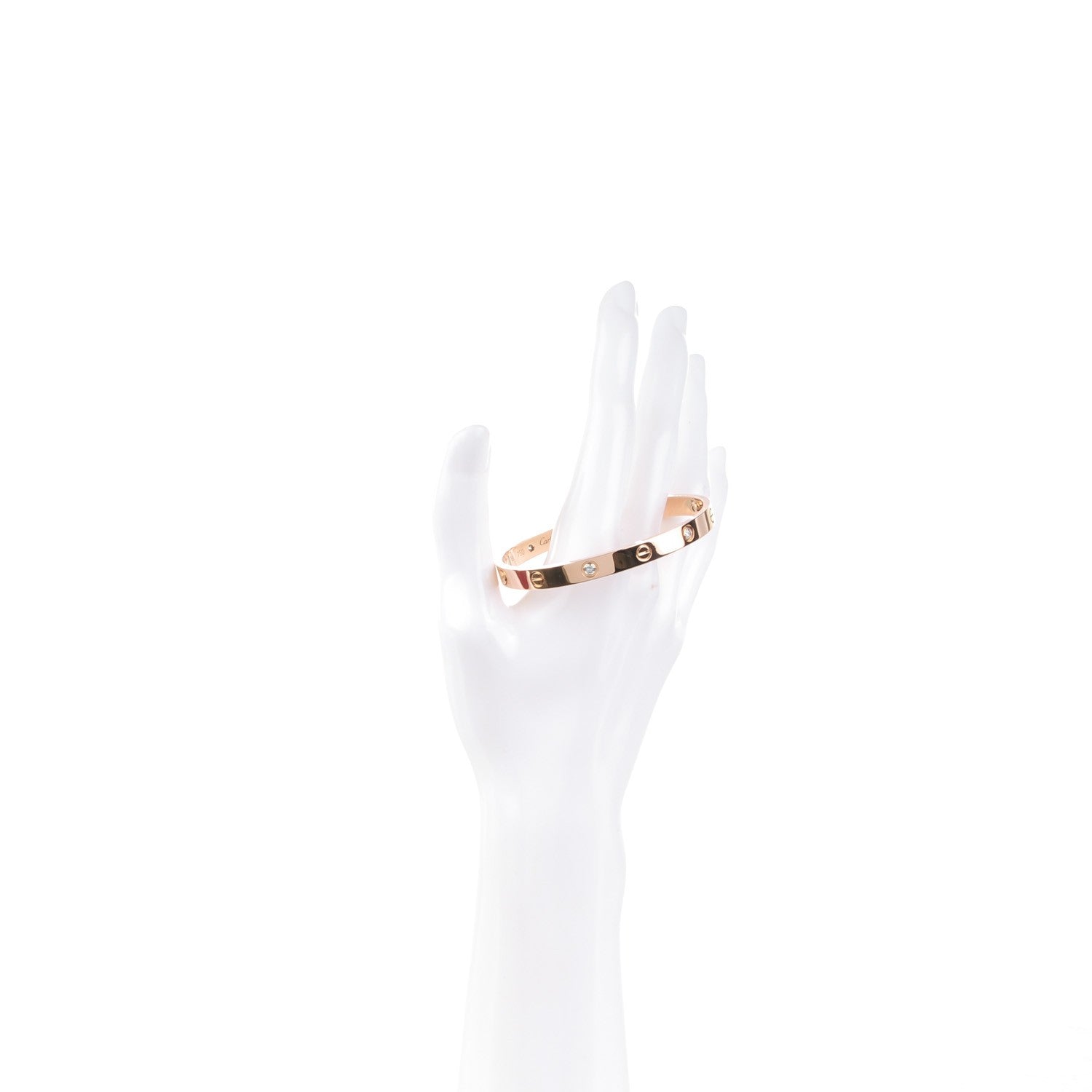 Cartier 18K Pink Gold 4 Diamond LOVE Bracelet 18 2 of 5