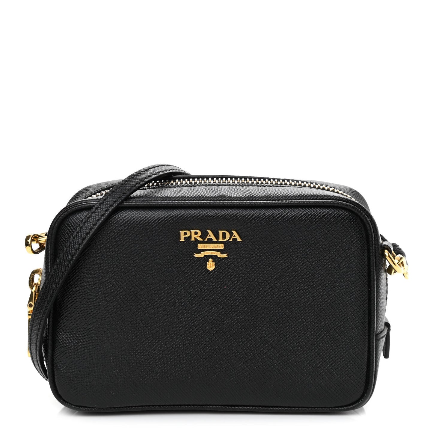 Saffiano Mini Camera Crossbody Bag Black