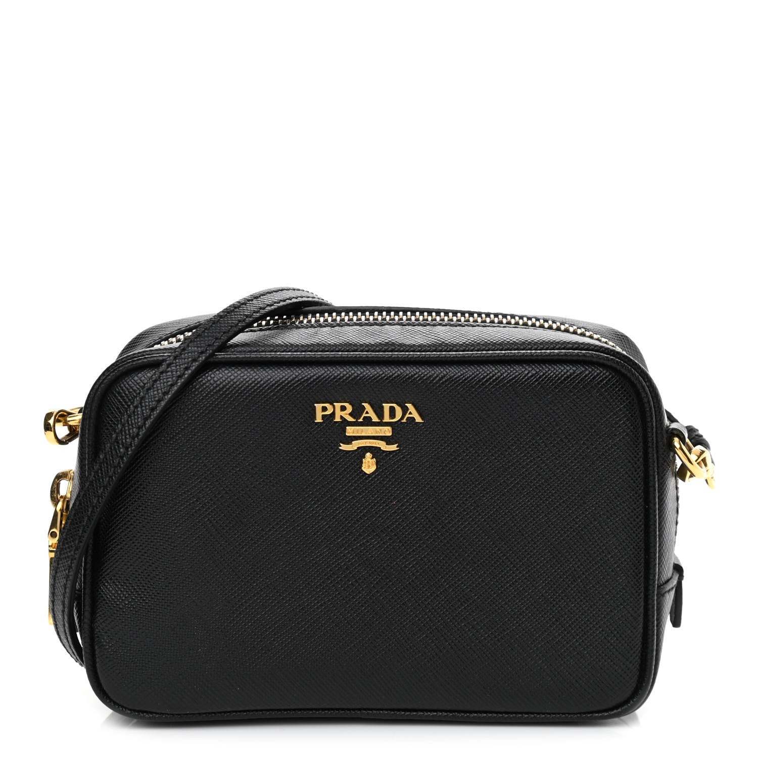 Prada Saffiano Mini Camera Crossbody Bag Black 1 of 10