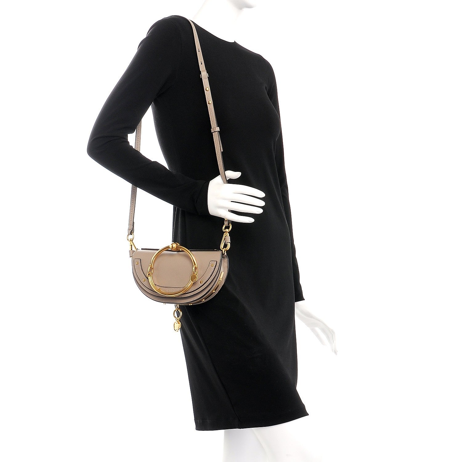Chloe Calfskin Small Nile Bracelet Minaudiere Bag Motty Grey 2 of 9