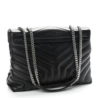 Saint Laurent Calfskin Y Quilted Monogram Medium Loulou Chain Satchel Black 3 of 9