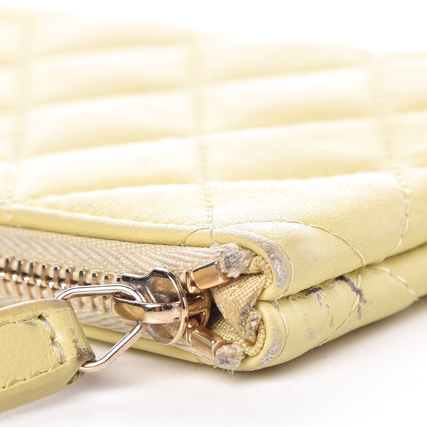 Chanel Lambskin Quilted Small Cosmetic Case Yellow 9 of 16